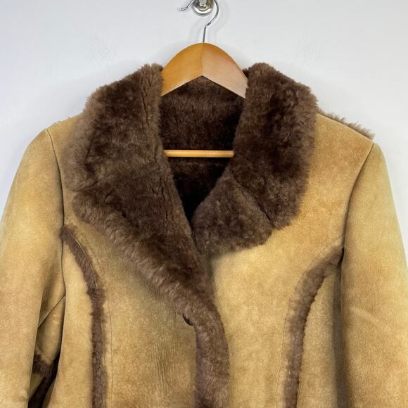 Vintage Bermans Sheepskin Leather Shearling Western Fargo Rancher Coat Women 12 - Picture 4 of 17
